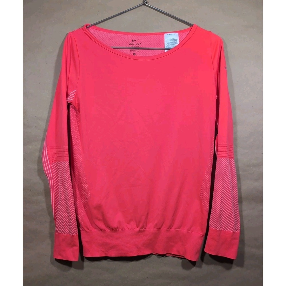 Nike Women's Small Neon Pink Orange Dri-Fit Running Long Sleeve Top